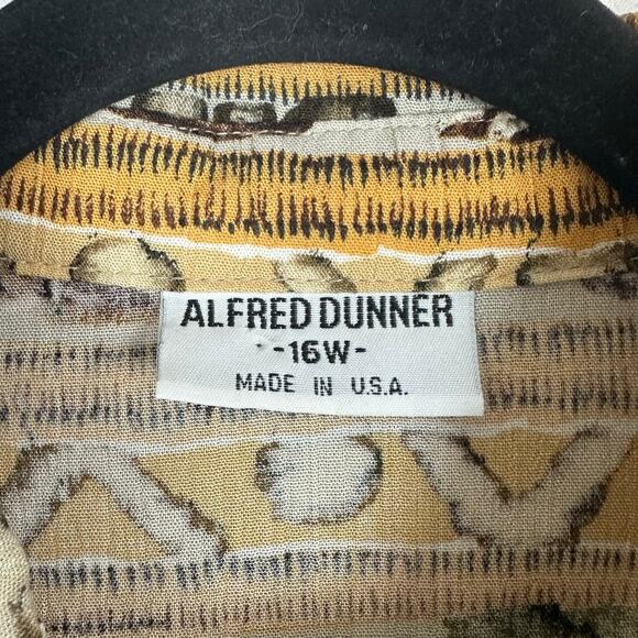 Women's VTG Alfred Dunner Neutral Safari Tropical Print Button Up Blouse 16W - Picture 4 of 5
